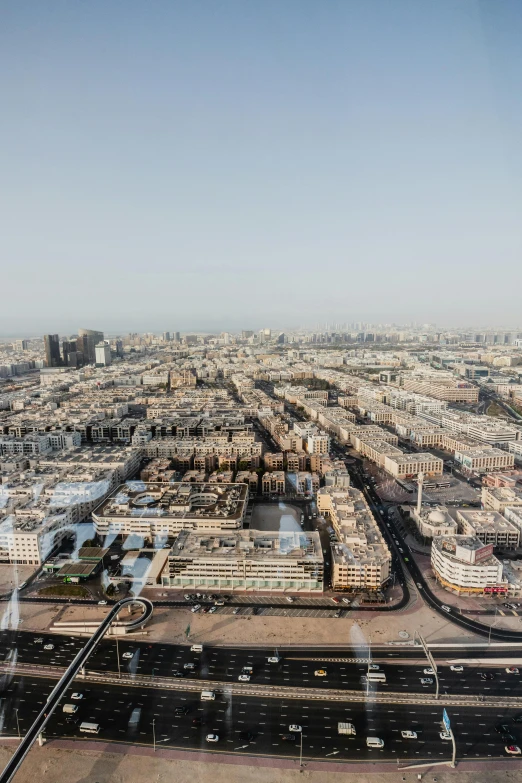 an aerial view shows the streets and buildings