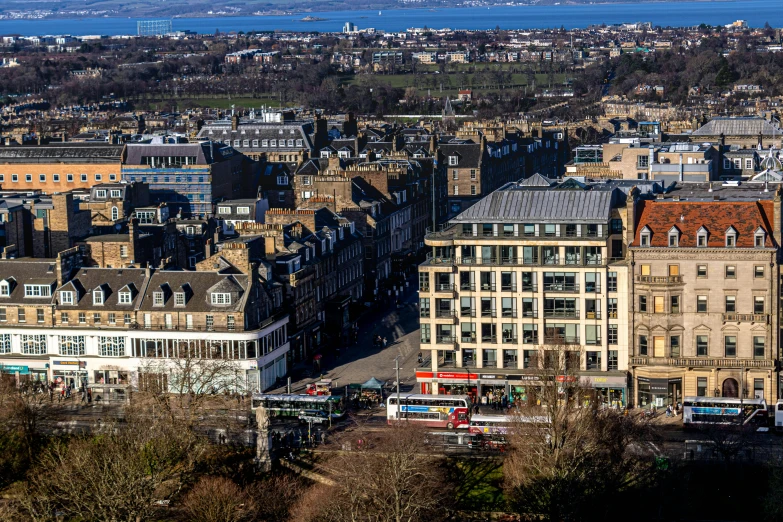 a group of buildings and the surrounding area