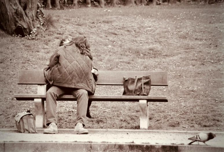 a person sits on a bench with a dog next to them