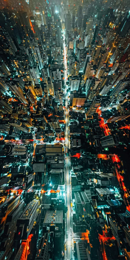 an aerial po of a city at night