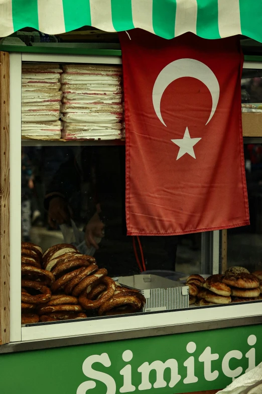 the front display window has a turkish flag