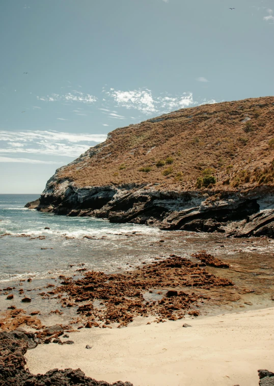 a view from the water of a beach on an overcast day