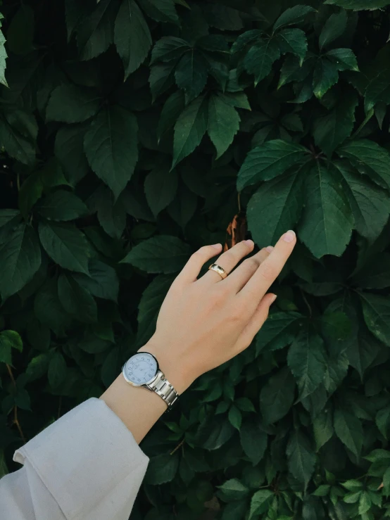 a person wearing a wrist watch on their wrist