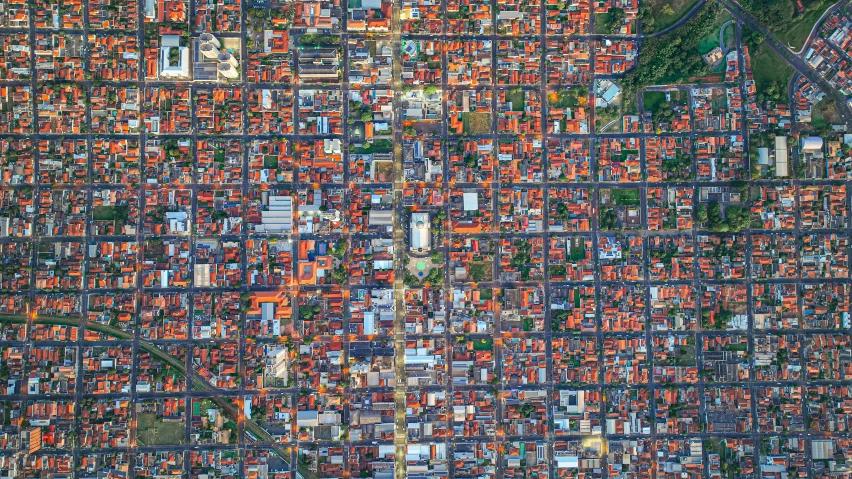 there are many rows of orange cityhouses