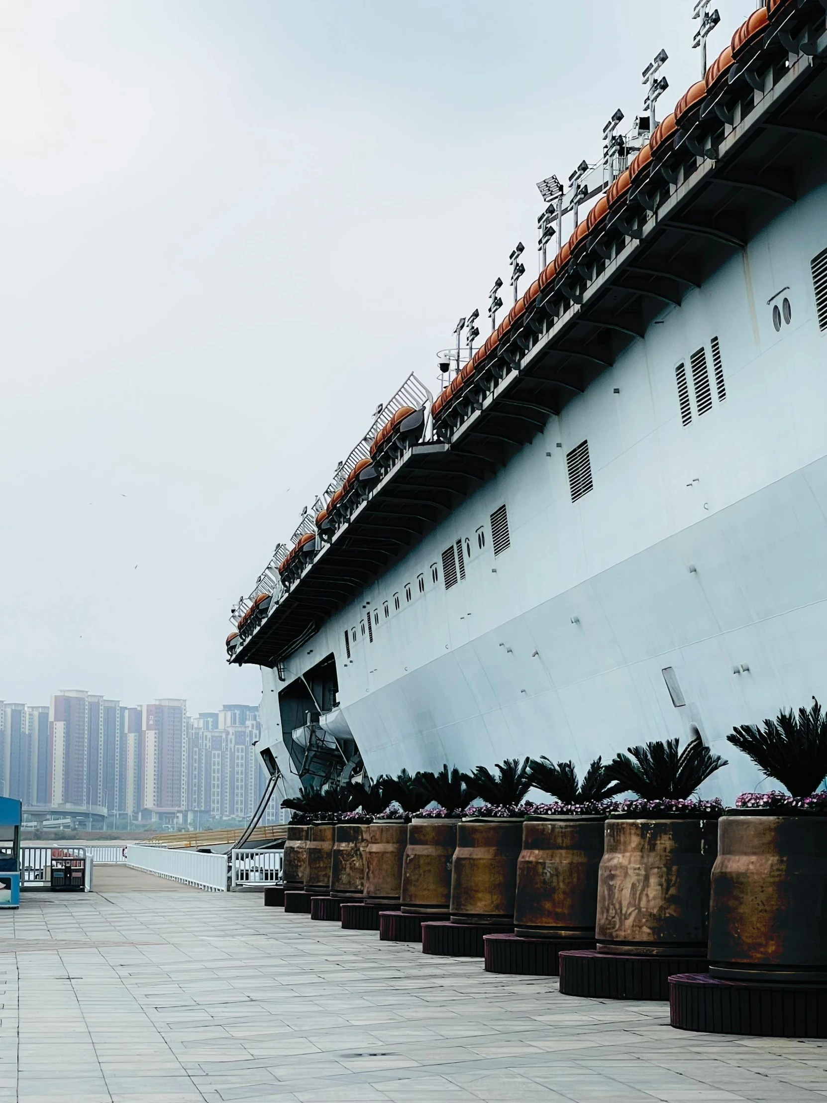 a very big pretty boat with a big balcony on it