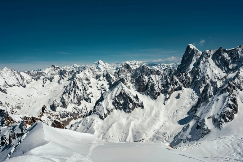 a snowy mountain range with mountains covered in snow