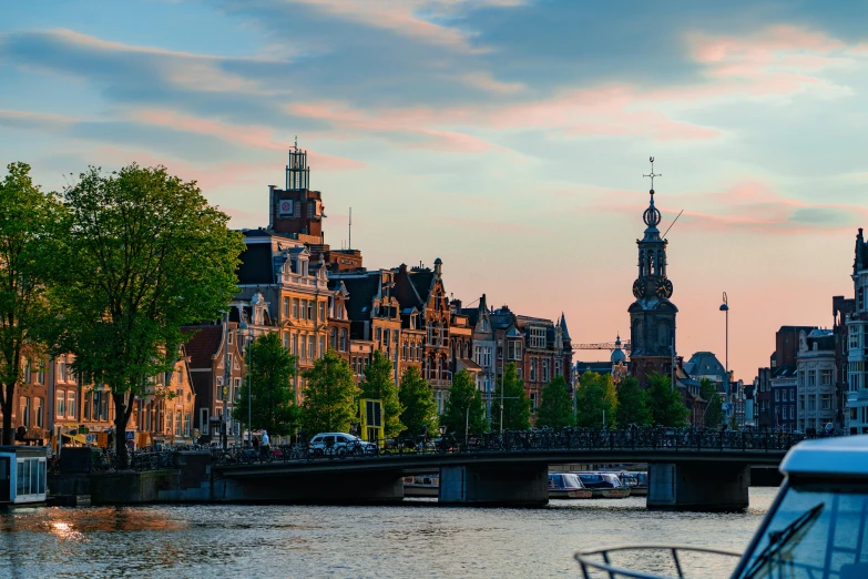 a river in front of a large city