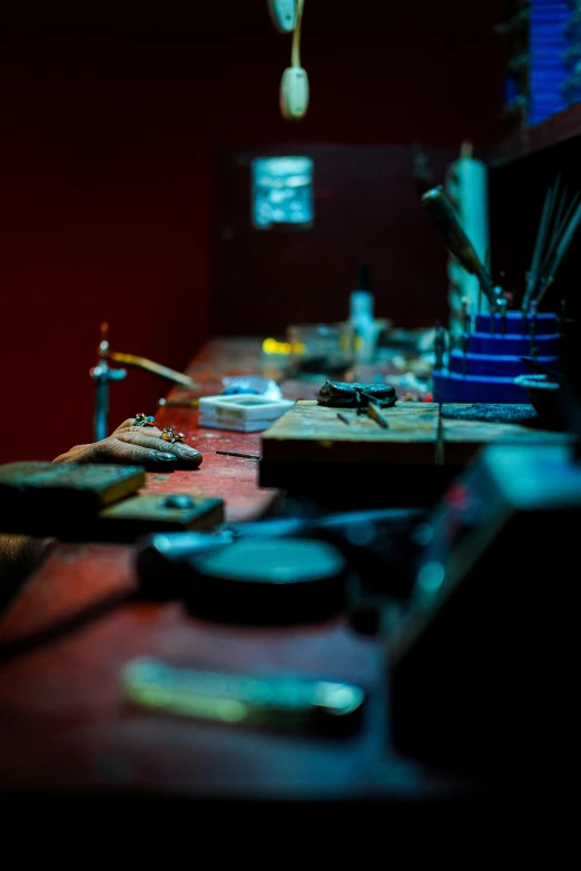 a table in a restaurant with some assorted utensils