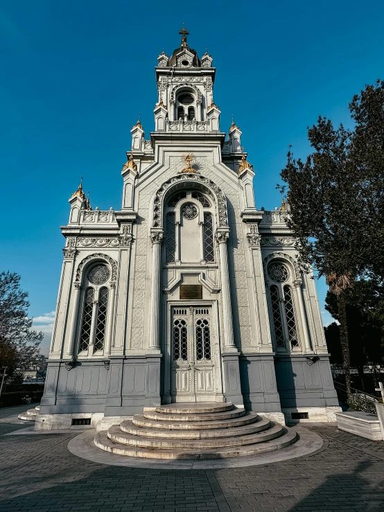 an old church in the center of the park