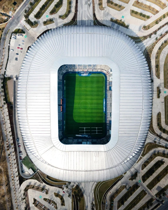 a soccer stadium with many lines and markings