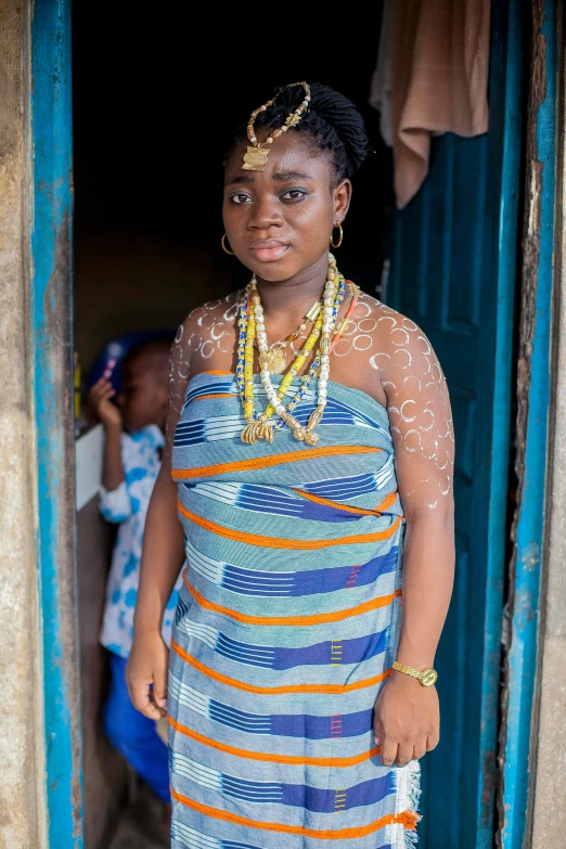 woman in native clothing looking at camera