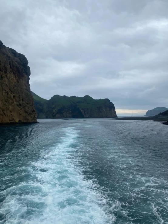 the wake of a boat traveling through an ocean