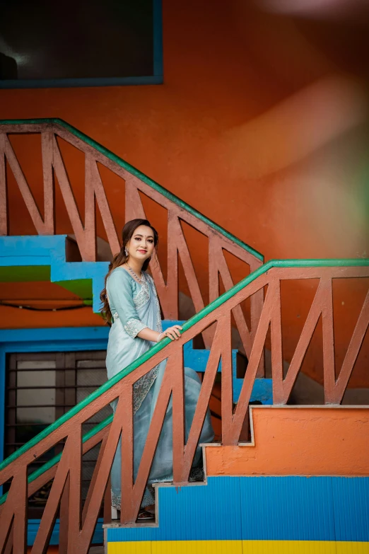 an image of a woman on the stairs