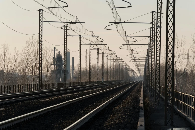 a train track in the middle of a line