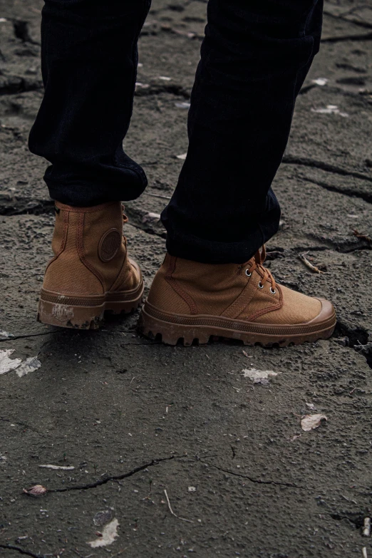 a pair of shoes on the ground in the snow