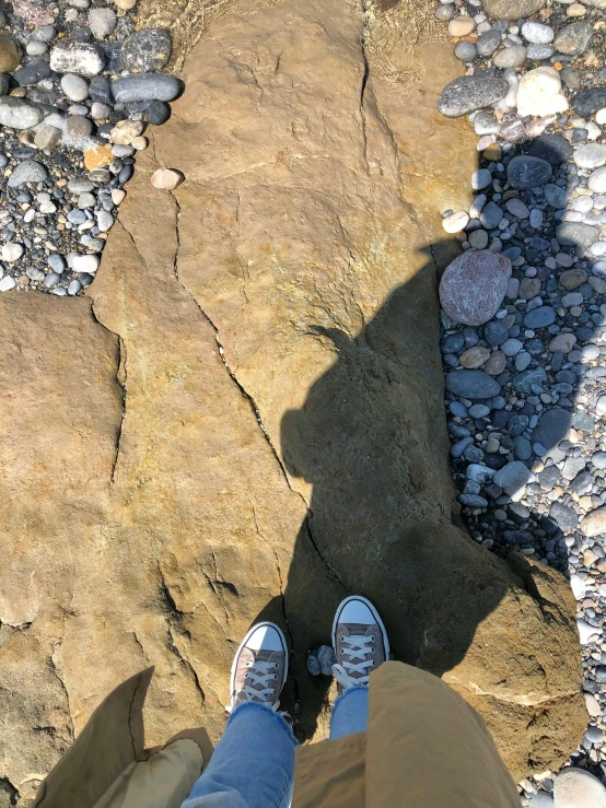 person standing on the ground with their shoes on