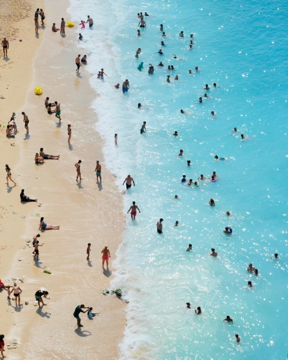 lots of people at the beach and on the ocean shore