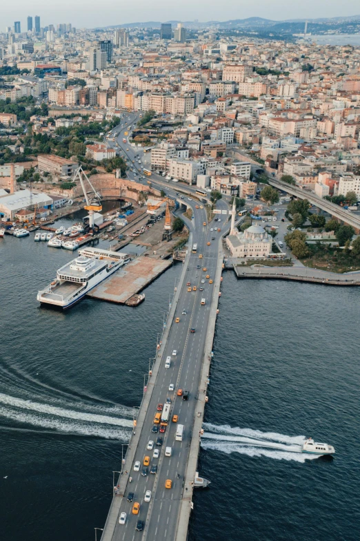 an aerial view of a large city with traffic