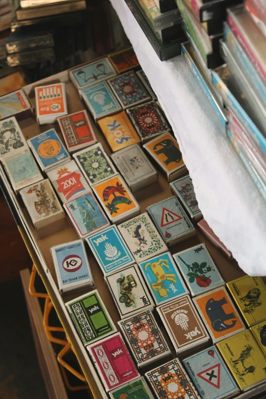 many different kinds of stamps with different color and size