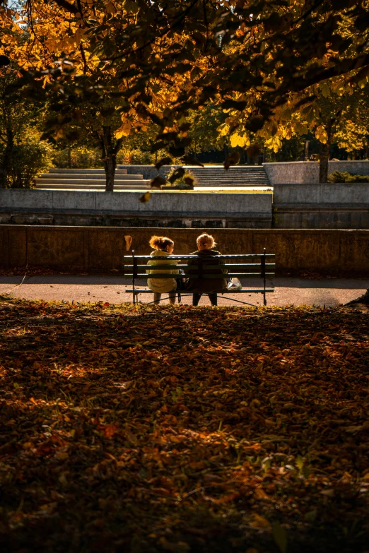 two people sitting on a bench in the sun