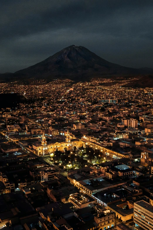 a bird - eye view of a city at night