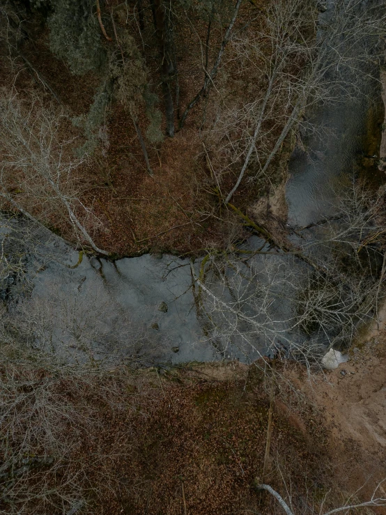 an overhead view of snow on the ground