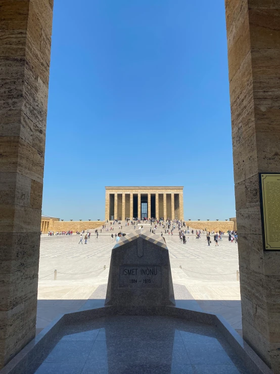 the view from the top of the monument to the entrance to the building