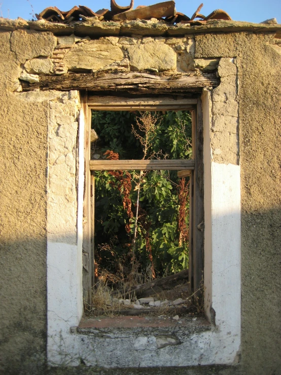 this is an image of an old broken down window