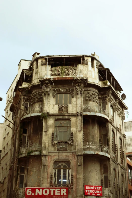 an old run down building on the corner