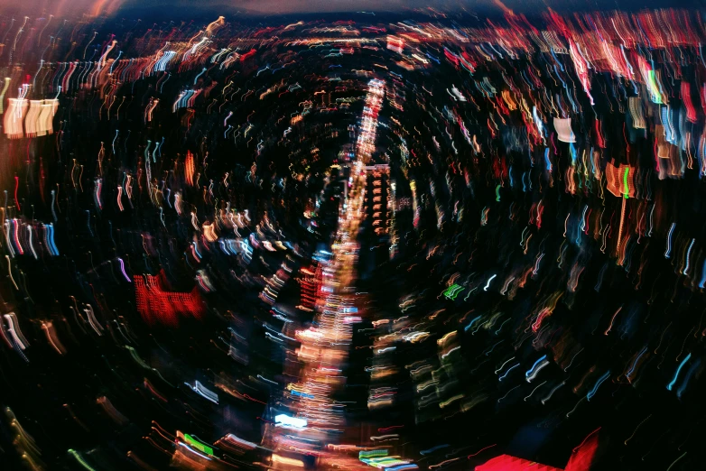 abstract colorful image of buildings at night