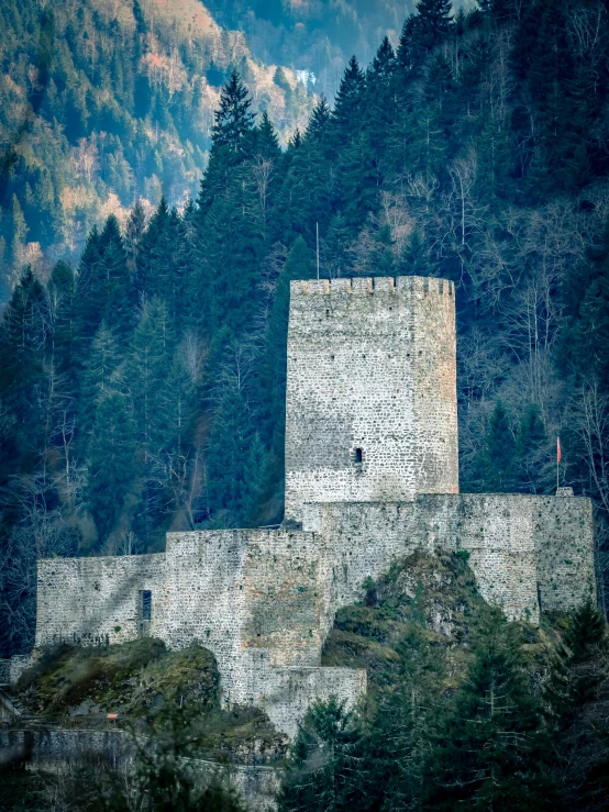 there is a large stone structure that looks like it has a tower at the top