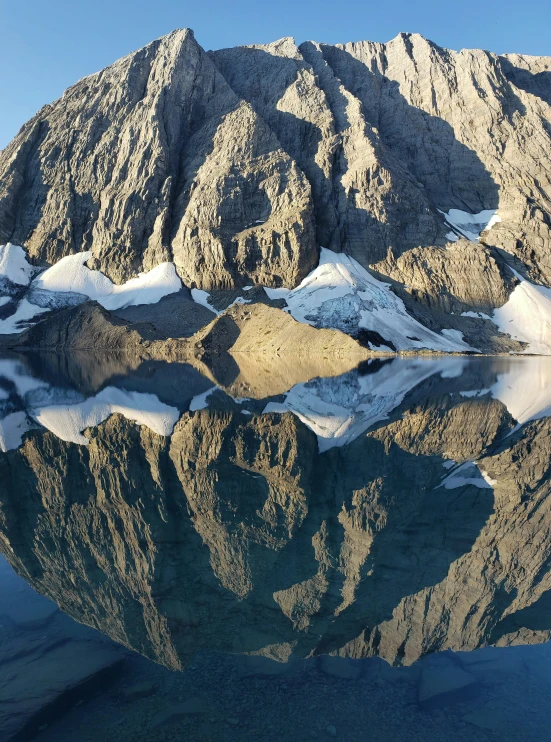 some snow - capped mountains surrounding a lake