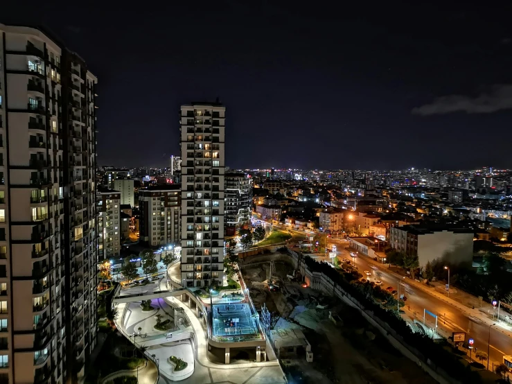 night time view of city from high up