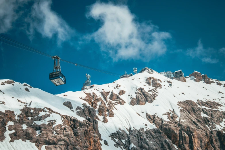 people on a mountain ski lift high up in the air