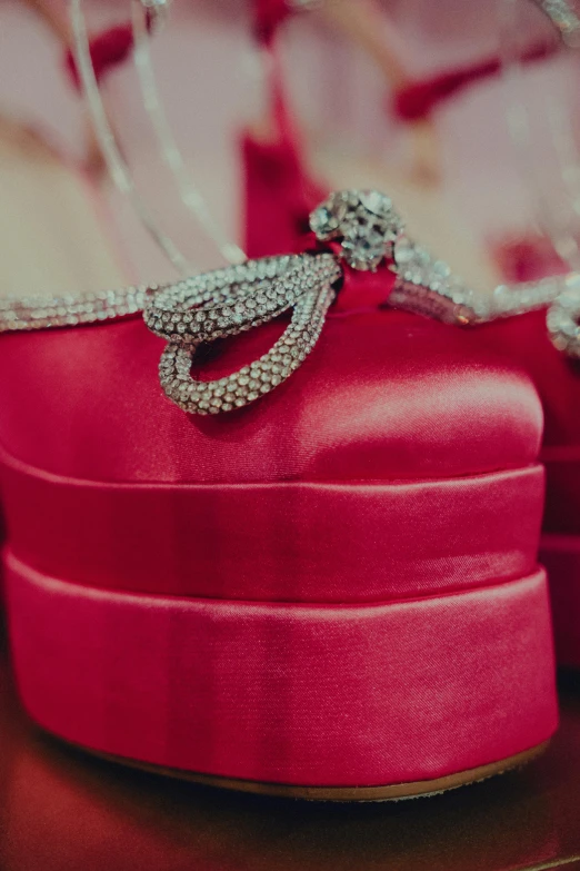 red velvet jewelry box with crystal ribbon