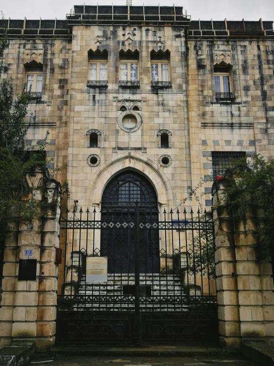 an entrance to a very old building