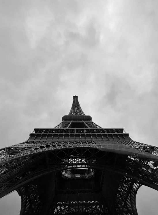 a black and white po of the eiffel tower