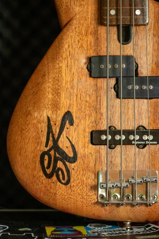 an electric guitar with some markings on it