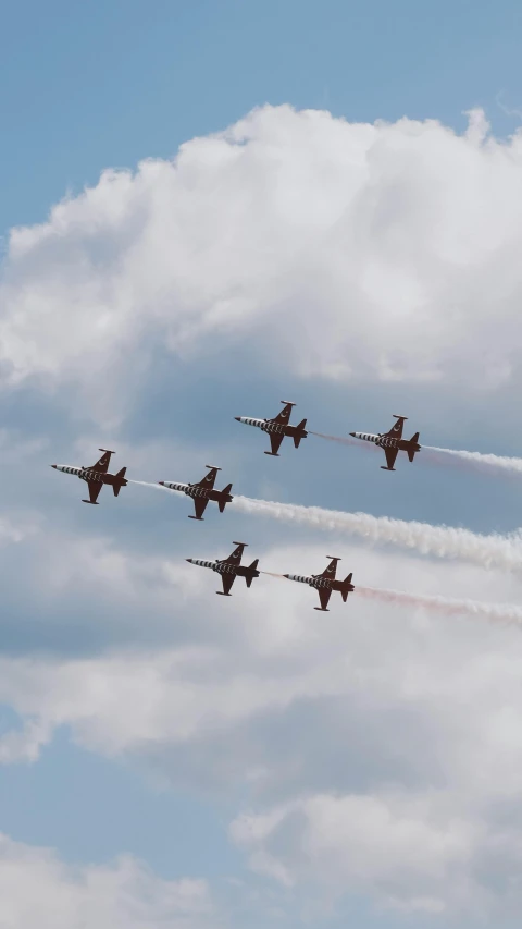 a formation of planes flying in the sky