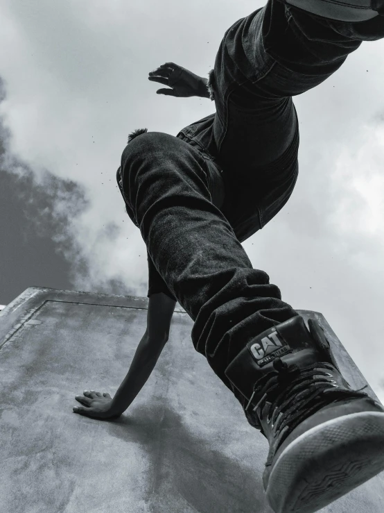 a skateboarder performing a trick in the air