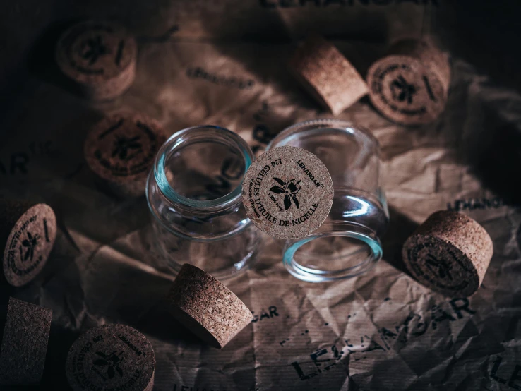 a pile of wine corks sitting next to some wine corks