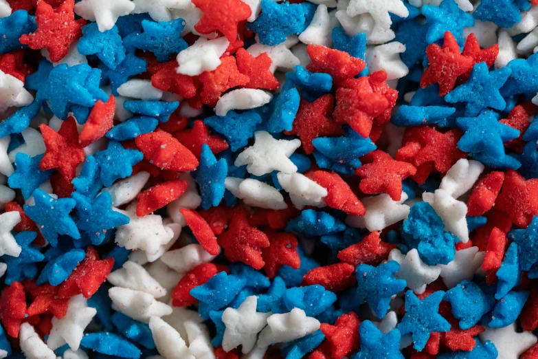 a close up image of red, white and blue stars