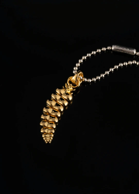 a chain necklace with a gold - toned bead design