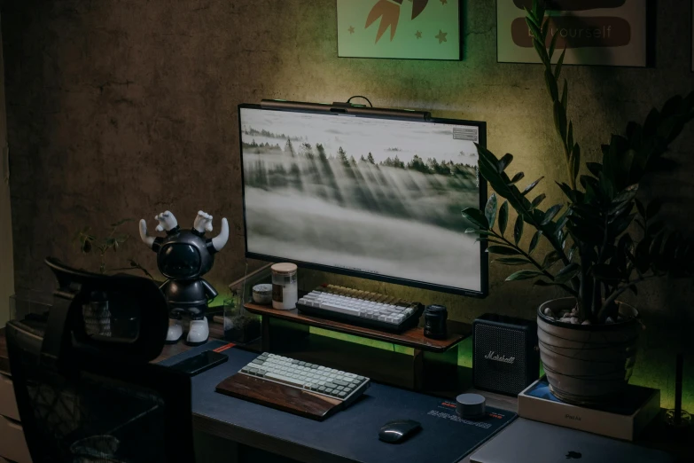 computer equipment sitting on top of a desk in a room