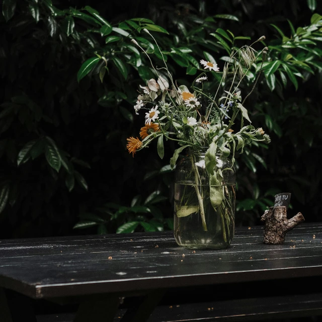 a vase of flowers sitting on top of a table