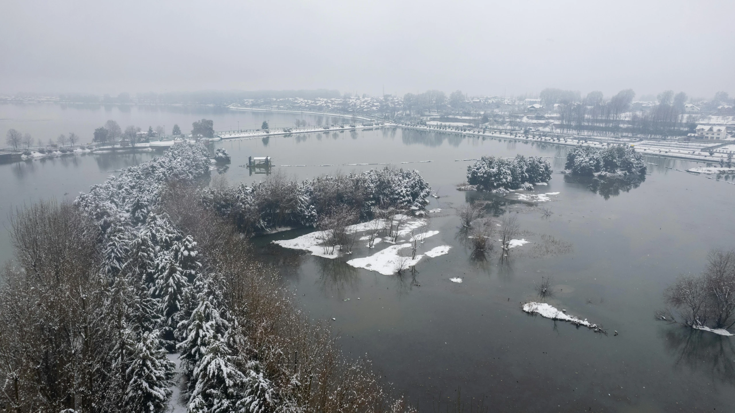 the large area is very icy and it looks like it was almost completely covered