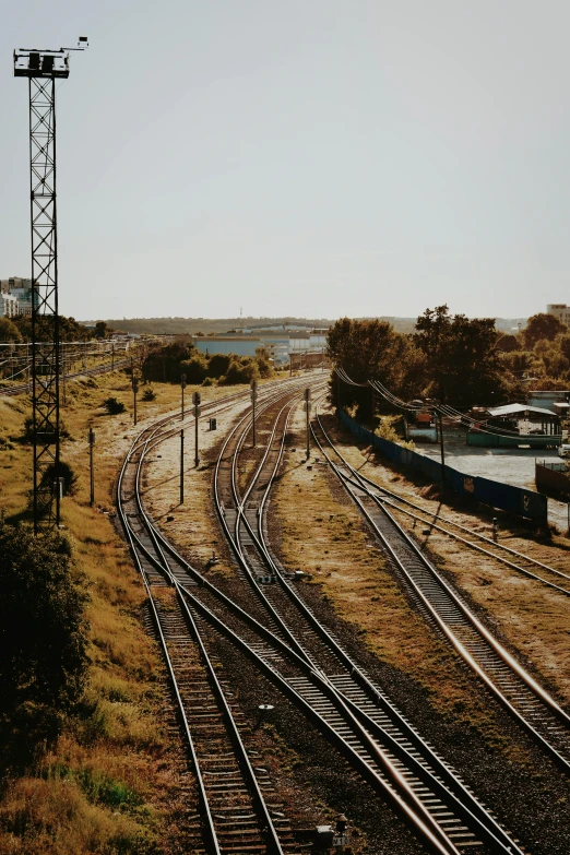 several railroad tracks going in different directions