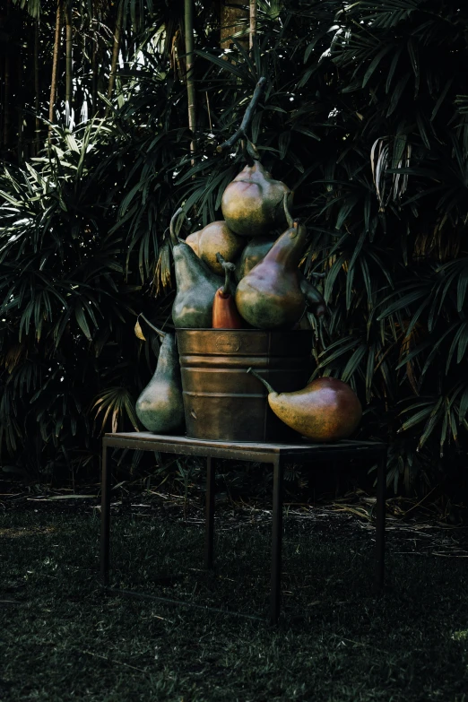 a pot that has a lot of fruit inside it