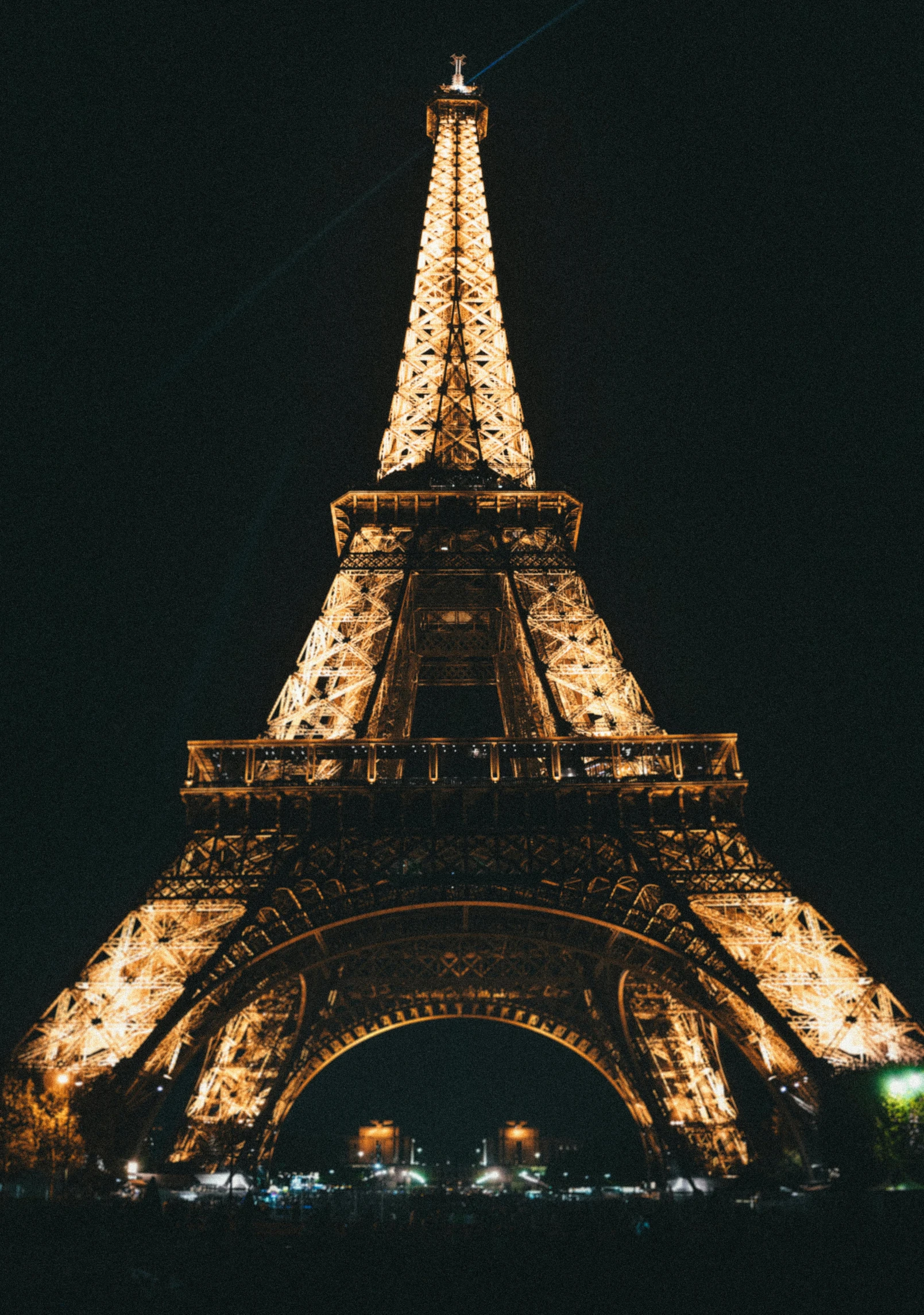 the eiffel tower at night in paris france