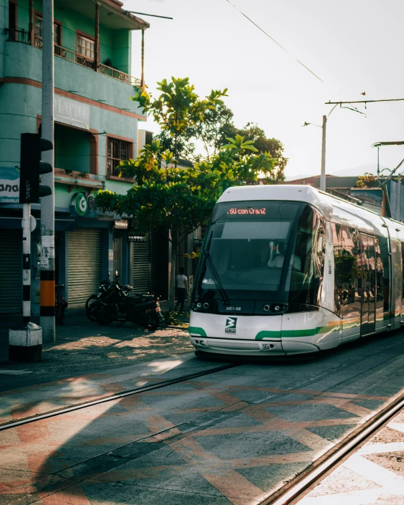 a train is coming up to the train station